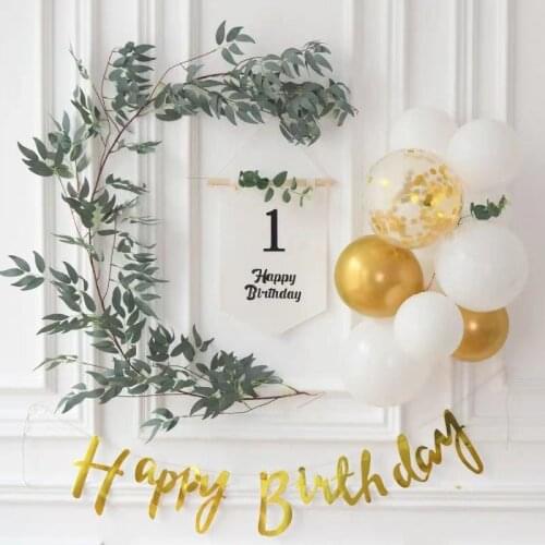 1st 1/2 Non-woven Fabric Happy Birthday Door Sign Porch Sign White Themed Boys Girls Baby Shower Party Supplies Home Decoration