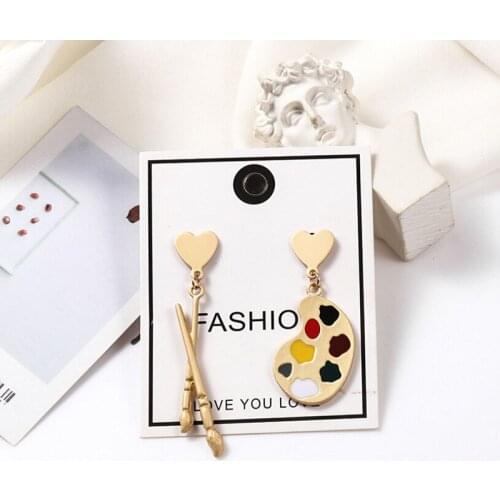 4Pcs Bright Artist Palette Paint Brush Charms Pendants DIY Earrings Jewelry Making Fashion