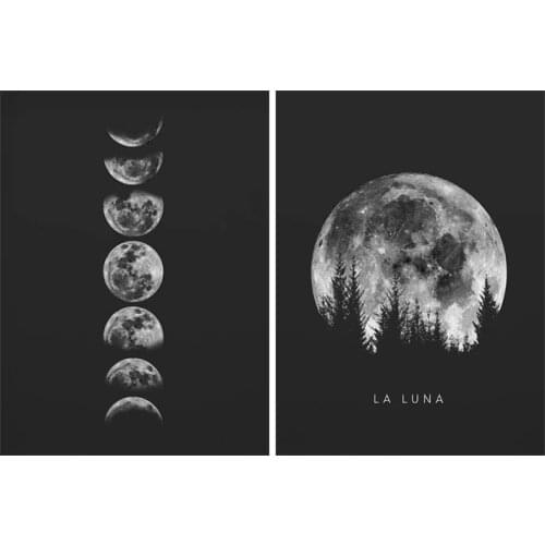 5d Diy Diamond Painting Minimalist Full Moon Poster Art Black White Moon Phases Prints Solar System Diamond Embroidery Mosaic Cr