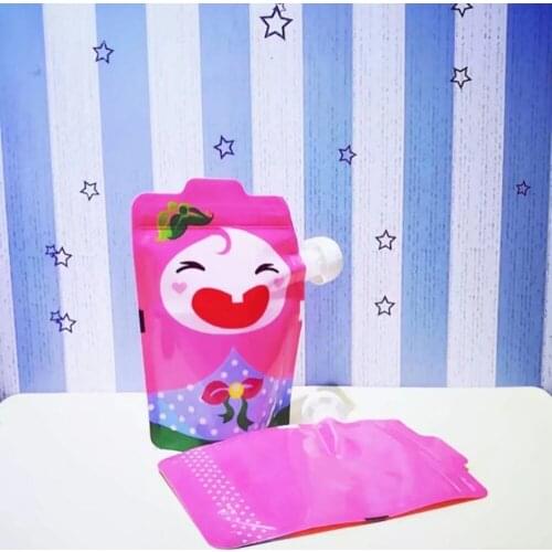 Free shipping 10pc/lot Baby Beverage Feeding Bag Plastic Reusable Pouch Cute Squeeze Bag