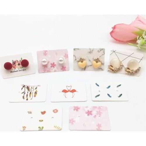 300pcs 3.5x2.5cm High-quality White Stud Earring Packing Hang Tag ,Handmade With Love Jewelry Eardrop/Stud display Labels Card