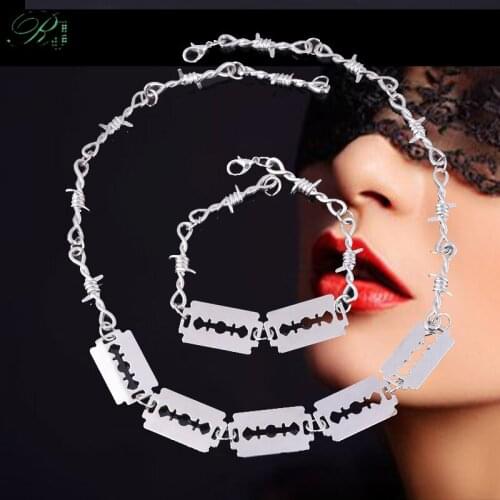 RJ Kpop Thorn Rose Blade Bracelet Steampunk Luxury Charm Hippie Bangles For Women Man Jewelry Joyas Best Friend Halloween Gift