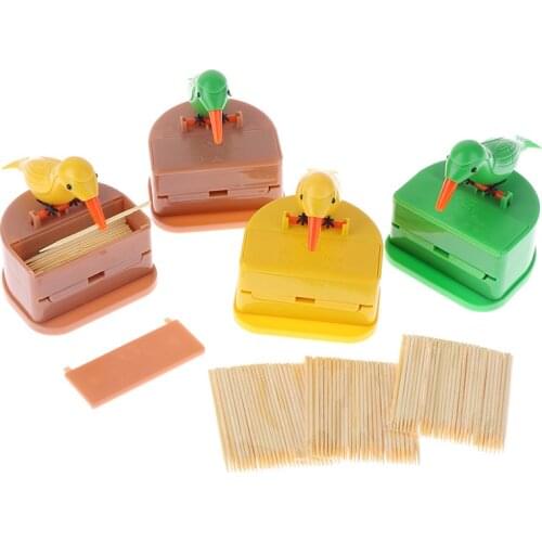 Toothpick Holder Toothpick Dispenser Automatic Pop-up Birdie Bird Pecking Toothpick Box Home Decor Kitchen Tools Cartoon Gifts
