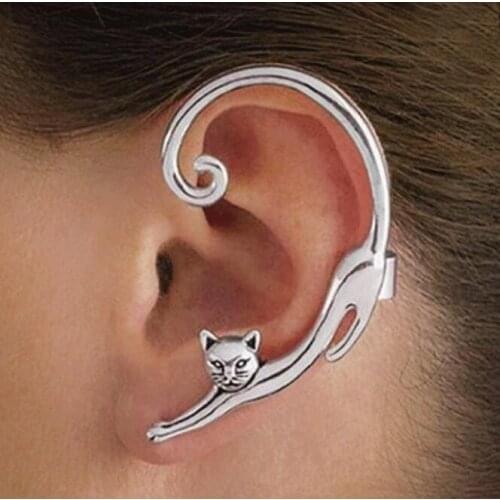 Ey441 European Punk Vintage cute cartoon small animal three-dimensional glossy cat earring ear hook jewelry 1pcs