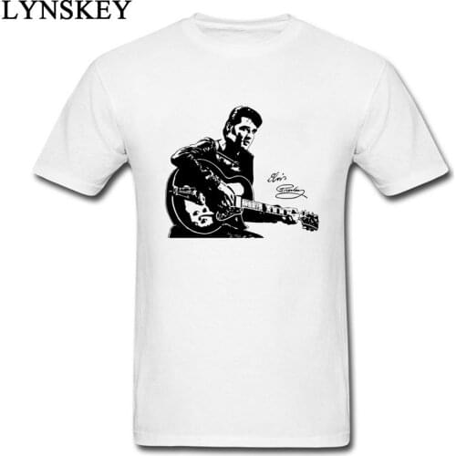Retro Style ELVIS PRESLEY Playing Guitar Art Design Men T-shirts 3XL Custom Tee shirt Short-Sleeve Classic Hip-hop