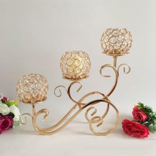 Crystal Candle Holder Candelabra Candles Stick Buffet Cabinet Centerpiece