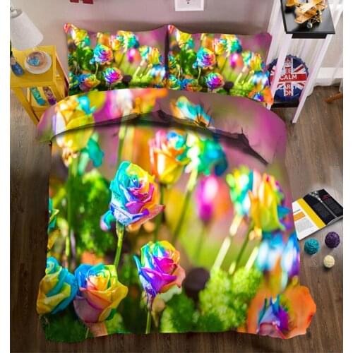 Custom size 3D Bedding set twin king Queen day duvet bed cover Luxury Color rose California king Sheet Quilt Cover Pillowcase