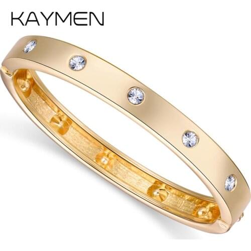 KAYMEN Love Friendship Bangle Cuff Bracelet for Women Men, Unisex Zinc-alloy Inlaid Rhinestones Statement Nail Bangle Jewelry