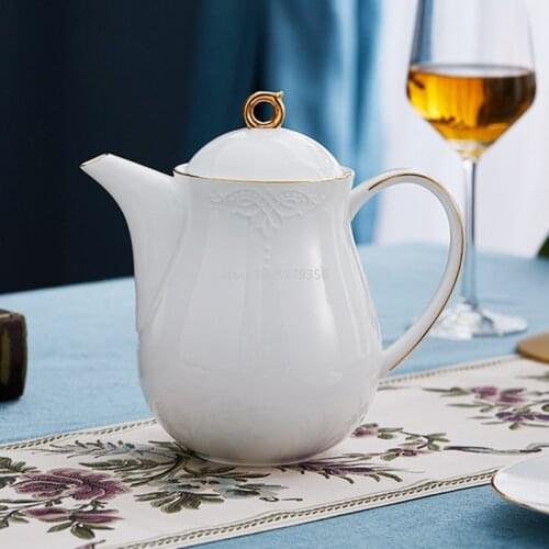 Modern Simple Ceramic Tableware with Plain Drawing and Gold Rim Large Capacity Milk Cup Dessert Tray Hotel Sugar Bowl