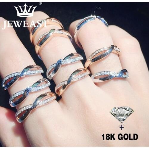 Natural Diamond 18K Gold Pure Gold Ring AU 750 Gold Solid Red Gold Diamond Rings Good Beautiful Fine Jewelry Hot Sell New 2020