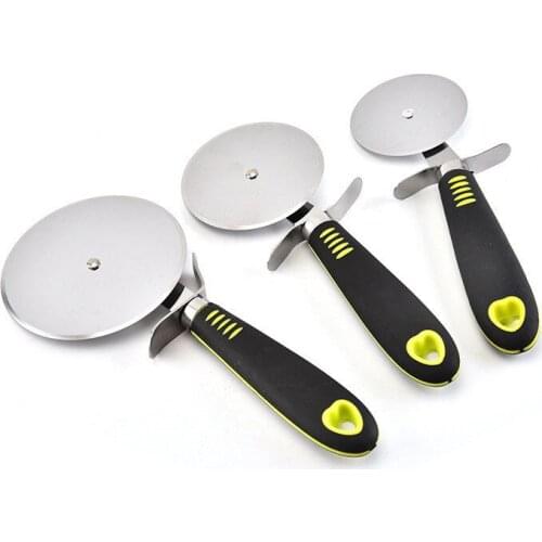 3Pcs Round Pizza Cutter Stainless Steel 3 Sizes Handle Pizza Knife Cutter Pastry Pasta Dough Kitchen Baking Tools High Quality