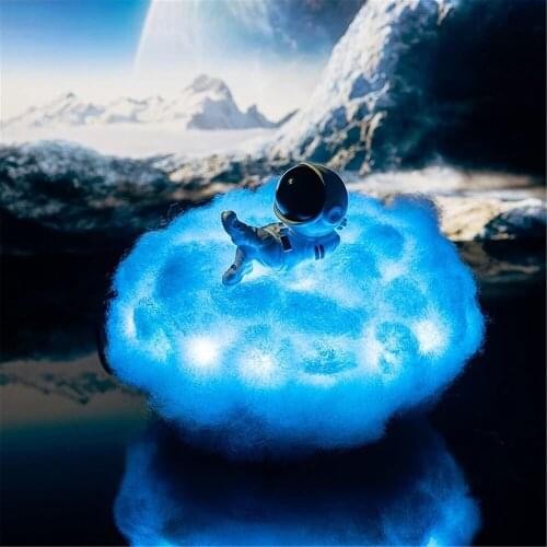 Creative LED Astronaut Table Light With Clouds Multicolor Romantic Remote Control Night Lamp Bedroom Decor Atmosphere Lighting