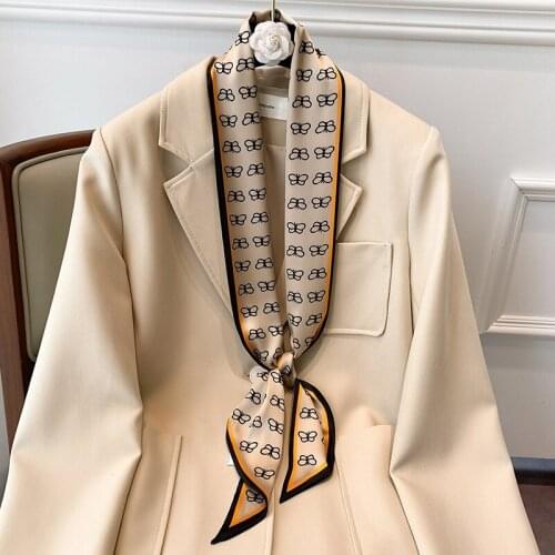 Fashion Spring silk Scarf for Women Design Print Silk Feeling Foulard Female Office Neckerchief Lady Bandana Hijab Shawl Wraps