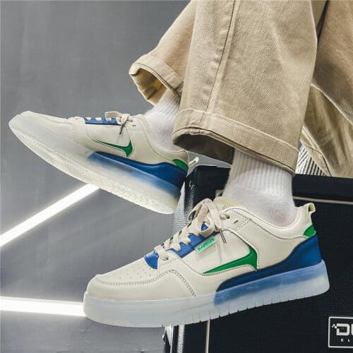 Mens Casual Shoes Transparent Bottom White Shoes Student Breathable Sneakers Lightweight Wear-Resistant Sneakers