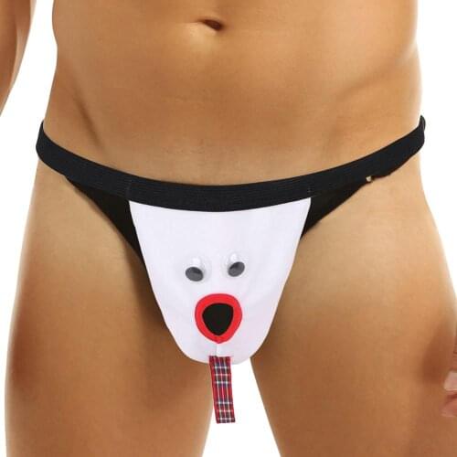 Mens thong bikinis Velvet Lingerie Low Rise Elastic Waistband T-back Christmas Snowman Costume G-String Thongs Briefs Underwear