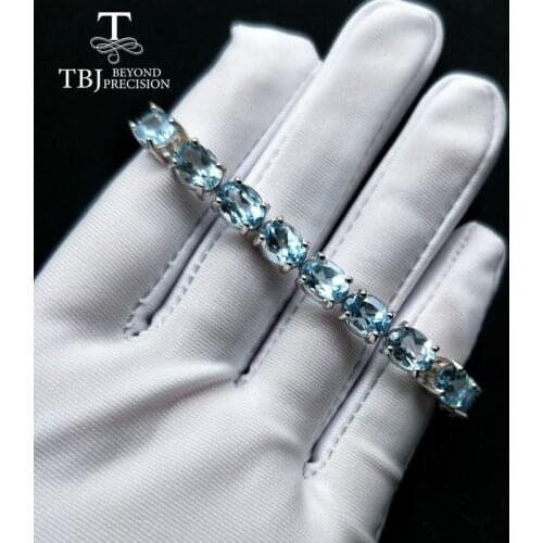 Natural oval 6*8mm gemstone sky blue topaz bracelet 925 sterling silver fine jewelry suitable for girls'daily or party wear