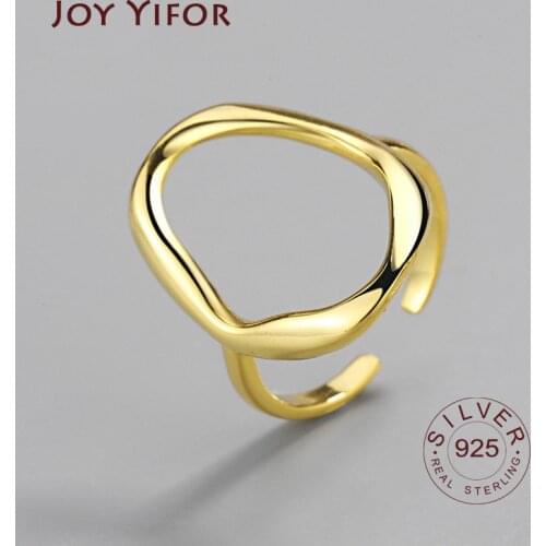 Irregular Hollow Out Ellipse 925 sterling silver rings for women resizable handmade bague femme argent 925 accesorios jewelry