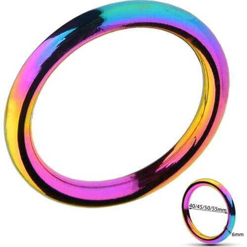 New Colorful Metal Penis Ring Delay Ejaculation Man Erektion Sex ShopToys For Men dick Cock scrotum Cockring 40 45 50 55mm Rings