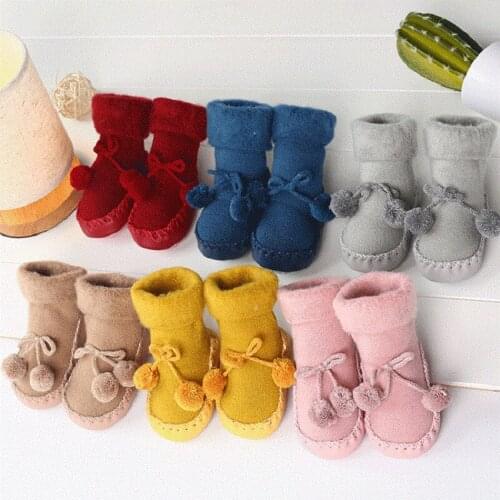 Baby Toddler Shoes Cartoon Children Thickened Plus Velvet Warm Shoes Newborn Non-Slip Shoes Baby Boys Girls Shoes