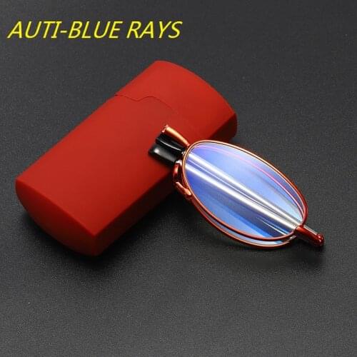 Women Oval Foldable Reading Glasses Folding Presbyopia Titanium Alloy Ultra light Computer Eyewear Auti blue light 1.0 1.5 2.0