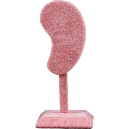 M68E Fashion Ear Shaped Earring Display Stand Microfiber Earring Holder Ear Clip Stud Jewelry Display Organizer Stand