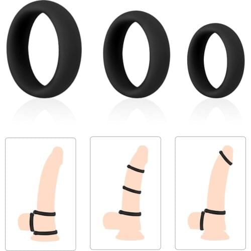 3PCS Silicone Penis Ring Scrotum Bind Big Cock Ring Sex Toys for Men Erection Delay Ejaculation Elastic Adult Supplies
