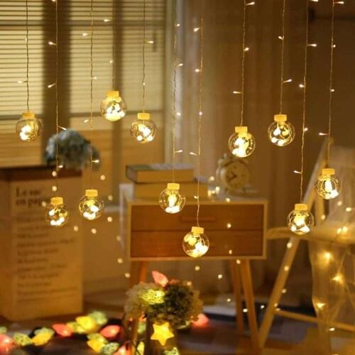 LED Ball Wishing Curtain Light String Christmas and New Year Holidays Dormitory Bedroom Warm Decoration