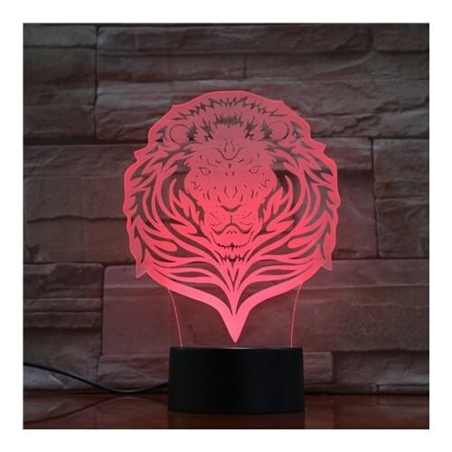Touch Remote Control Lion Night Light LED Vision Stereo Acrylic Panel Table Decoration 7 Colors Change Bedroom Lamp GX1629 Lamp