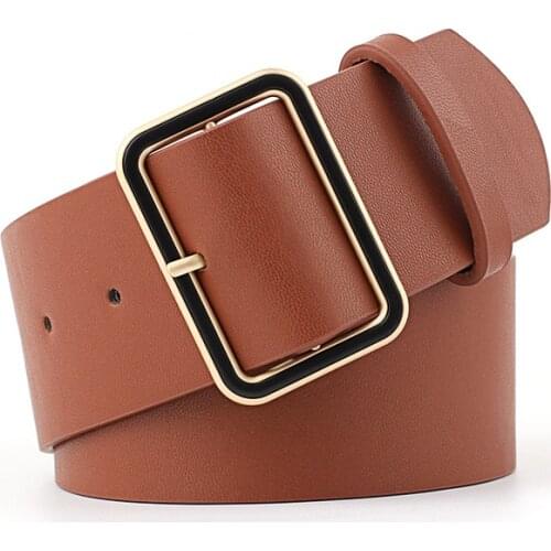 Camel European and American fashion creative flat wide belt womens decorative dress belt women