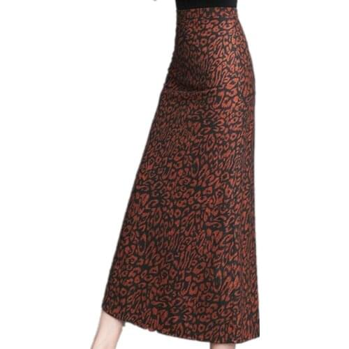 Plus size 3XL!2021 winter printed woolen skirt women high waist package hip a-line skirt