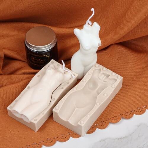 Broken Arm Female Mould Naked Narrow Shoulder Woman Human Body Shape Wax Soap Making Torso Silicone Candle Mold Home Decor
