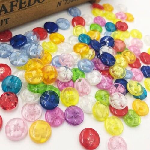 100pc Lots 14mm Mix color flower Plastic Buttons sewing/appliques/craft PT11