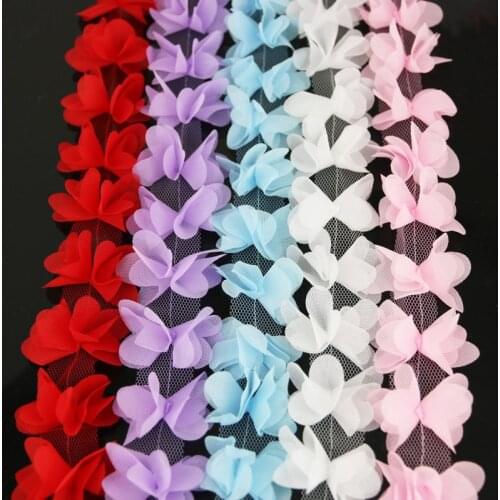 140 pieces/lot) Butterfly Chiffon lace fabric Webbing Decoration Love gift ribbons crafts 50mm width