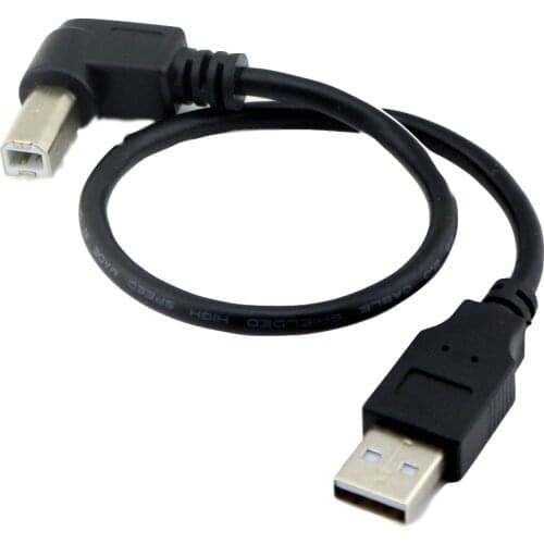 1x USB 2.0 Type A Male to USB 2.0 B Male Plug Scanner Printer Connector Cable Cord 30cm/1ft 90 Degree Down/Right Angle