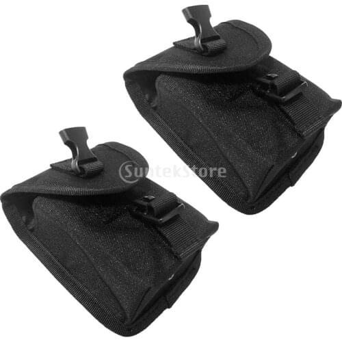 2pcs Spare Black 600D Nylon Scuba Diving Weight Belt Pockets with Quick Release Buckle - 14 x 12cm