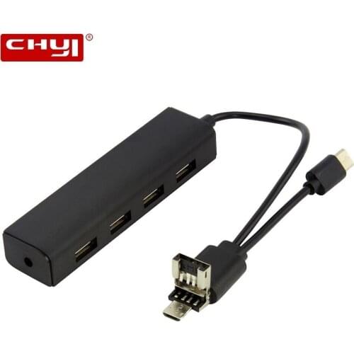 Type-C HUB Adapter 4 Ports USB 2.0 OTG HUB Type-C+USB+Micro USB 3-in-1 Interface Extension USB 2.0 Splitter for MacBook Air PC