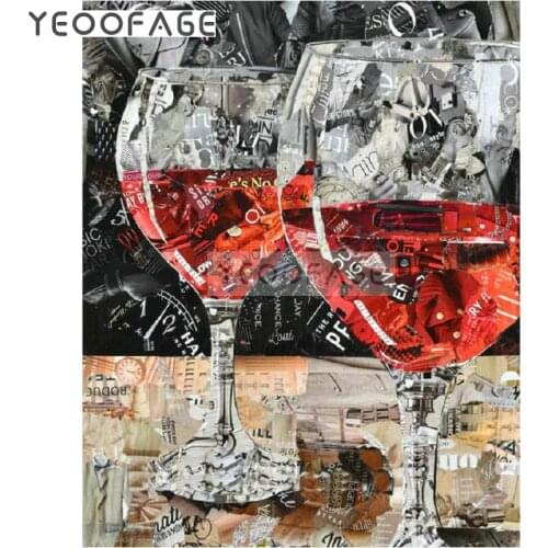 Needle thread DIY 5D diamond painting red wine cup pattern cross stitch full diamond embroidery rhinestone stickers