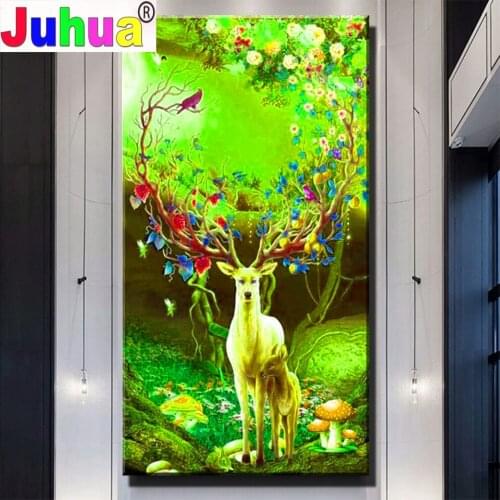 Large new diamond Painting Deer Flower Forest full square round drill Pattern mosaic wall crystal diamond embroidery