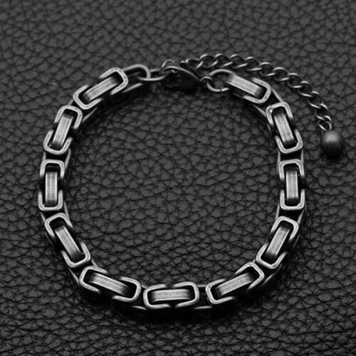 Bracelet mens Retro stainless steel hip hop punk bracelet chain on hand charm large bracelets vintage bead Byzantium wholesale