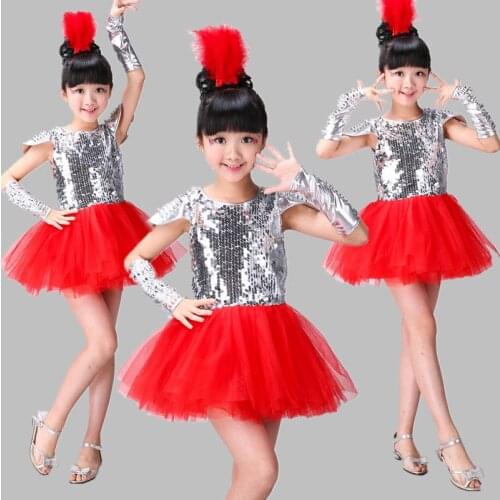 Children Jazz Dance Costumes Sequins Girls Street Dance Show Clothes Kids Hip Hop Stage Dancing Suits Jazz dance dress for girls