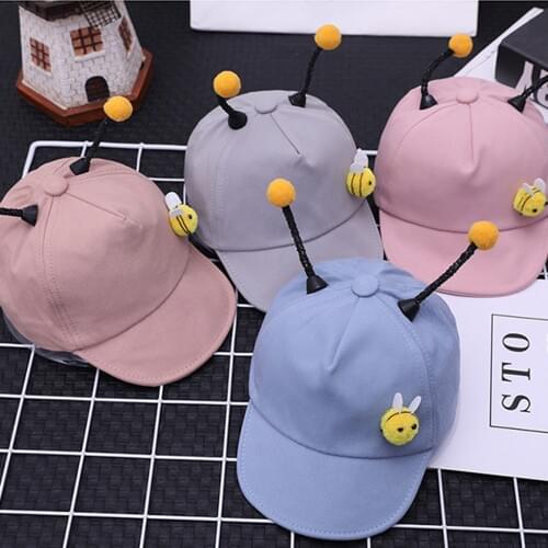 Children Sun Hats Toddler Cap Cute Smlie Dot Baby Cap 3D Bee Baby Cotton Hat For Spring Newborn Baseball Caps Photography Props