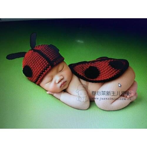 Newborn Animal Props Baby Boy GIirl Ladybird Clothes Full Set Cover Photography Props