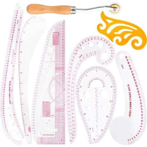 Nonvor French Curve Ruler Sewing Tools Patchwork Rulers Set for Fabric Cutting Sewing Measure Template Metric Ruler DIY