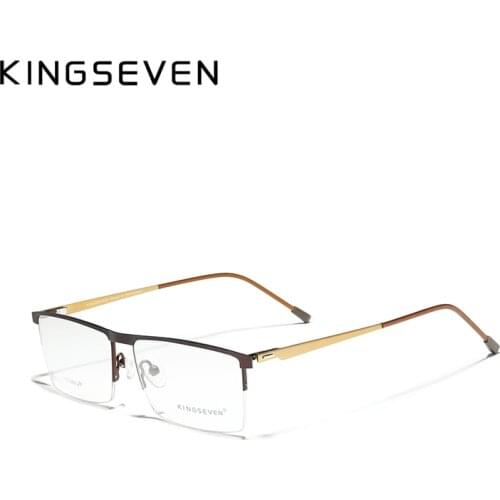 KINGSEVEN 2020 Titanium Alloy Optical Glasses Frame Men Square Custom Prescription Lenses1.56 1.61 Male Metal Eyewear
