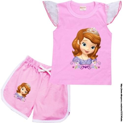 Disney Sofia Princess Boy Girls Clothes Set Summer Kids T shirt Pants Casual Sport Suits Children Clothes Outfits birthday gift