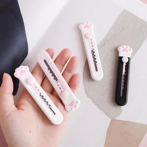 Kawaii Mini Pocket Cat Paw Art Utility Knife Express Box Paper Cutter Craft Stationery Stationery Wrapping Refillable Blade