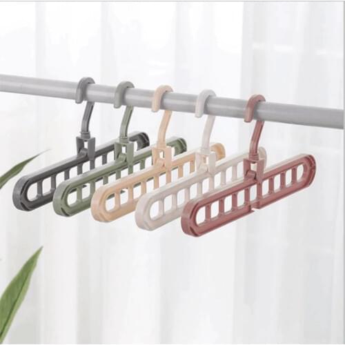 Multi-function folding magic hanger Nine-hole rotating magic clothes hanger wardrobe drying clothes home bedroom storage holder
