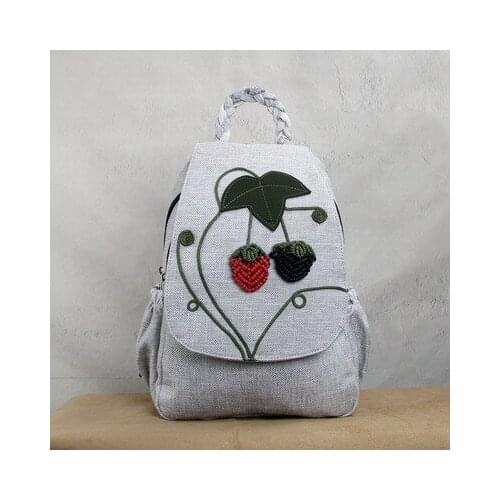 Fashion national string appliques shopping cover backpacks!Nice bohemian prints lady casual backrack All-match canvas backruck