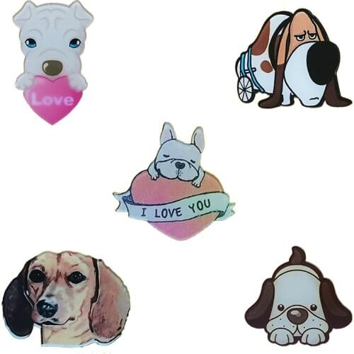 Cartoon Acrylic Brooches Of The Dog Series Pins, You Can Hang it On Your Schoolbag Or Backpack As A Fift To Your Friends