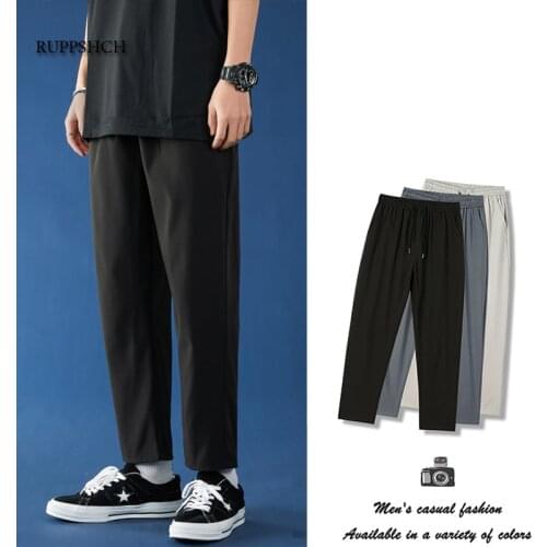 New Nine-Point Leggings Men Large Size Trend Fat Loose Summer Thin Sports Casual Pants Men Wild Harlan Ice Stretch Pants